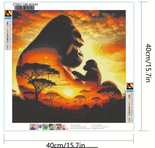 Preview: Diamond Painting Gorilla und Sonnenuntergang